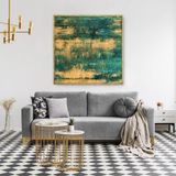 Eskitilmiş Yağlı Boya Dokulu Tablo 80X80 Siyah Çerçeveli