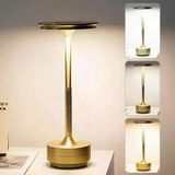 Eskitme Gold Kasa Dokunmatik Şarjlı Masa Lambası – 3 Renk Işık Modlu, Led Aydınlatmalı, Modern & Dekoratif Abajur