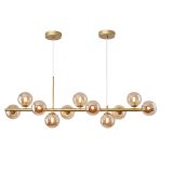 Eskitme Gold Kasalı Onbirli Avize, Bal Camlı