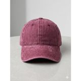 Eskitme Görünümlü Düz Renk Beyzbol Şapkası, Bordo, Vintage Stil