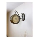 Eskitme Metal Retro İstasyon Saati 36 x 25 cm – Çift Taraflı Şık Dekoratif Saat