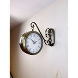 Eskitme Metal Romen Istasyon Saati 36 x 25 cm – Çift Taraflı Dekoratif ve Şık Tasarım - Çok Renkli