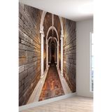 Eskitme Taş Duvar Tünel Desenli Isı Ve Ses Yalıtımlı Sağlıklı Tekstil Duvar Kağıdı, 280 x 280