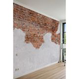 Eskitme Tuğla Duvar ve Beton Sıva Desenli Tek Parça Tekstil Duvar Kağıdı, 350 x 240