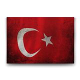 Eskitme Türk Bayrağı Tablosu - 45x30cm