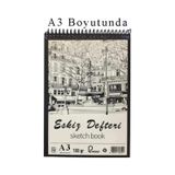 Eskiz Defteri A3 Spralli 50 Yaprak 1 Adet 100 Gr 297X420 Mm Sketch Book Üstten Açılmalı Ezkiz Defteri