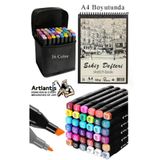 Eskiz Defteri A4 50 Yaprak 100 Gr 1 Adet 36 Renk Cift Tarafli Marker Kalem 36 Adet Touch Cift Uclu
