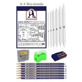 Eskiz Defteri A4 50 Yaprak Karakalem Cizim Seti Golgelendirme Kalemi Hamur Silgi Faber Castell Dereceli Kalem Hobi Tasarim Seti