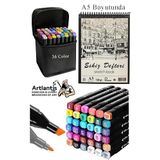 Eskiz Defteri A5 50 Yaprak 100 Gr 1 Adet 36 Renk Cift Tarafli Marker Kalem 36 Adet Touch Cift Uclu
