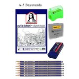 Eskiz Defteri A5 50 Yaprak Karakalem Cizim Seti Hamur Silgi Faber Castell Dereceli Kalem Hobi Tasarim Seti