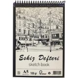 Eskiz Defteri A5 Spralli 50 Yaprak 1 Adet 100 gr 148x210 mm Sketch Book Üstten Açılmalı Ezkiz De