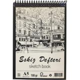 Eskiz Defteri A5 Spralli 50 Yaprak 1 Adet 100 Gr 148X210 Mm Sketch Book Ustten Acilmali Ezkiz Defteri