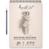Eskiz Defteri, Ince Grenli, Kolay Silinebilir Ph Nötr Kağıt, Spiralli Sketch Book, 90 G/m², 40 - Standart