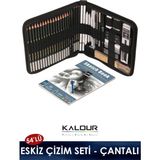 Eskiz Karakalem Çizim Seti, 54 Parça- Çantalı (Defter Hediyeli) - Siyah - 20cm