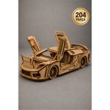 eslazerkesim Lamborghini Aventador Tarzı Spor Araba Diorama Maketi – Kılavuzlu Ahşap Hobi Seti – Boyanabilir 3D Puzzle