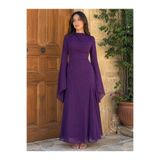 Eslem Bulut Boutique Mor Uzun Kollu Şifon Elbise Kadın