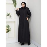 Eslemnur 140 cm Kapitone Mont Siyah Düz Desenli Uzun Kollu Kadın Klasik Stil Kalın Malzeme