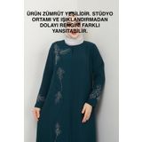 ESLEMNUR Büyük Beden Yaprak Taşlı Anne Elbisesi En7008