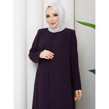 Eslemnur Elbise Yağmur Taşlı Anne Elbisesi - Mürdüm - 44