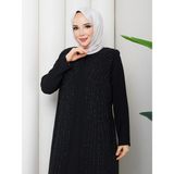 Eslemnur Elbise Yağmur Taşlı Anne Elbisesi - Siyah - 48