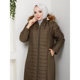 Eslemnur Içi Yünlü Kapitone Mont - 46 - Haki