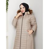 Eslemnur Içi Yünlü Kapitone Mont - 46 - Vizon