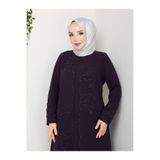 ESLEMNUR LOTUS ÇİÇEK TAŞLI BÜYÜK BEDEN ANNE ELBİSESİ