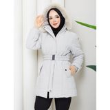 Eslemnur Nova Kumaş Şişme Mont 85CM - 52 - Krem