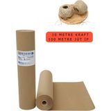 Eslenta 10 Metre Kraft Rulo Ambalaj Kağıdı ve 50 Metre Jüt Paketleme İpi Doğal Malzeme ile