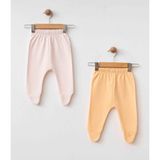 Eslenza Bebek 2'li Bady Ayaklı Pantolon - Pembe ve Somon - 3 Ay