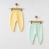Eslenza Bebek 2'li Bady Ayaklı Pantolon - Sarı ve Mint Yeşili - 3 Ay