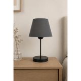 Eslight Modern İskandinav Tarz Siyah Ayak Komodin Lambası Antrasit Abajur R47