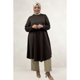 Eslina 68091 Büyük Beden Basic Modal Tunik - Kahve