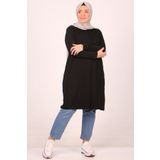Eslina Büyük Beden Basic Penye Tunik - Siyah 38501