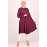 Eslina Büyük Beden Mevlana Penye Tunik - Mürdüm 28016