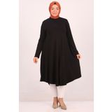 Eslina Büyük Beden Mevlana Penye Tunik Siyah 28016