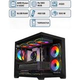 Esma X1 Ryzen 5 5500 16GB Ram 480GB M.2 RX580 8gb 256BIT Rgb 6 Fanlı Akvaryum Siyah Gaming Kasa