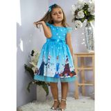 Esmaca Moda Kız Çocuk Açık Mavi Baskılı Elsa Elbise - 1 - 2 Yaş