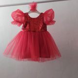 Esmaca Moda Kız Çocuk Balon Kol Model Elbise - 00Kırmızı - 3 Yaş
