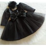 Esmaca Moda Kız Çocuk Siyah Uzun Tül Kol Elbise - 000-Siyah - 3