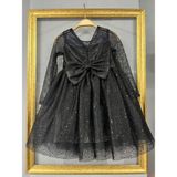 Esmaca Moda Kız Çocuk Uzun Tül Kol Siyah Elbise - 000-Siyah - 6 - 7 Yaş