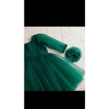 Esmaca Moda Kız Çocuk Yeşil Uzun Tül Kol Elbise - 00430 Yeşil - 3 Yaş