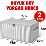 Esmana Living 2 Adet - Antrasit Çizgili Büyük Boy Baza Altı ve Çekyat Tipi Hurç - Gri