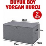 Esmana Living 2 Adet - Sade Gri Büyük Boy Baza Altı ve Çekyat Tipi Hurç 65 x 45 x 22