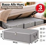 Esmana Living 3 Adet Antrasit Çizgili Büyük Boy Hurç Seti- Baza ve Çekyat Tipi ORGANIZER-65X45X22CM