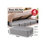 ESMANA LIVING 4 Adet Antrasit Büyük Boy Hurç Seti – Baza Altı ve Çekyat Tipi Organizer – 65 × 45 × 22 cm