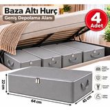 Esmana Living 4 Adet Antrasit Büyük Boy Hurç Seti- Baza Altı ve Çekyat Tipi ORGANIZER-65X45X22