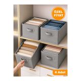 ESMANA LIVING 4 Adet Antrasit Dolap düzenleyici, Katlanabilir Kıyafet Saklama Kutusu 45 x 25 x 20 CM