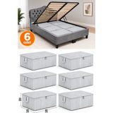 Esmana Living 6 Adet - Antrasit Çizgili Büyük Boy Baza Altı ve Çekyat Tipi Hurç 65 x 45 x 22 cm - Gri