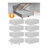 ESMANA LIVING 8 Adet -Antrasit Çizgili Büyük Boy Baza Altı Ve Çekyat Tipi Hurç 65 x 45 x 22 Cm